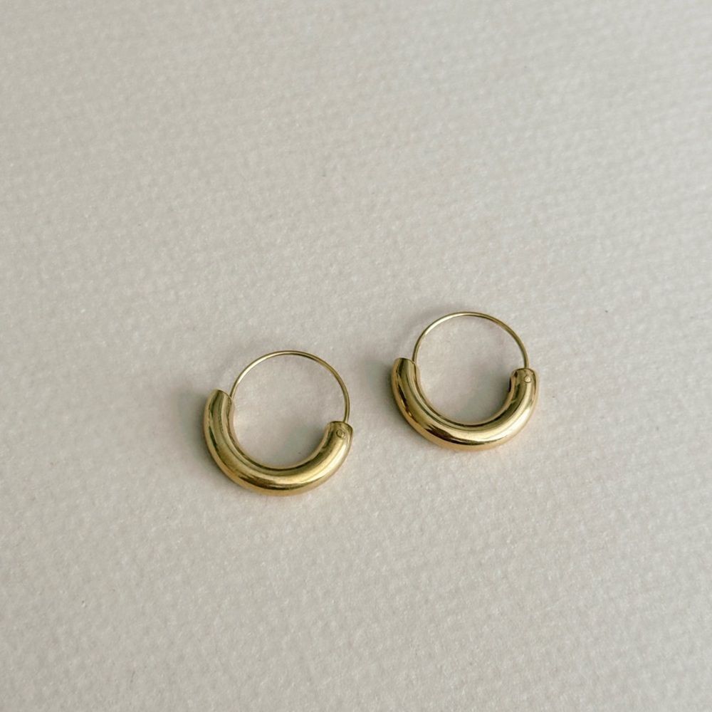 Gold Hoop Earrings #2363 - Picture 4 of 6
